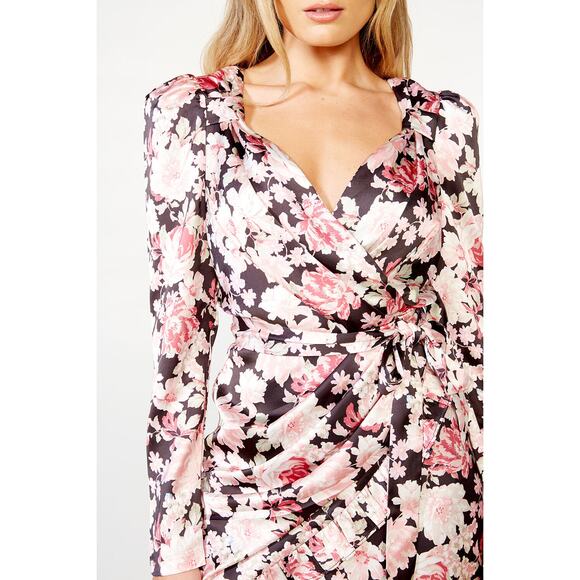 Bardot Womens Dress Size 12 Mini Floral Black Ruffle Samara Rose Garden NEW - Picture 6 of 14